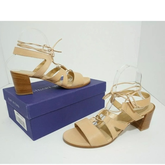 Stuart Weitzman Beige Leather High Heels Sandals - Picture 2 of 8